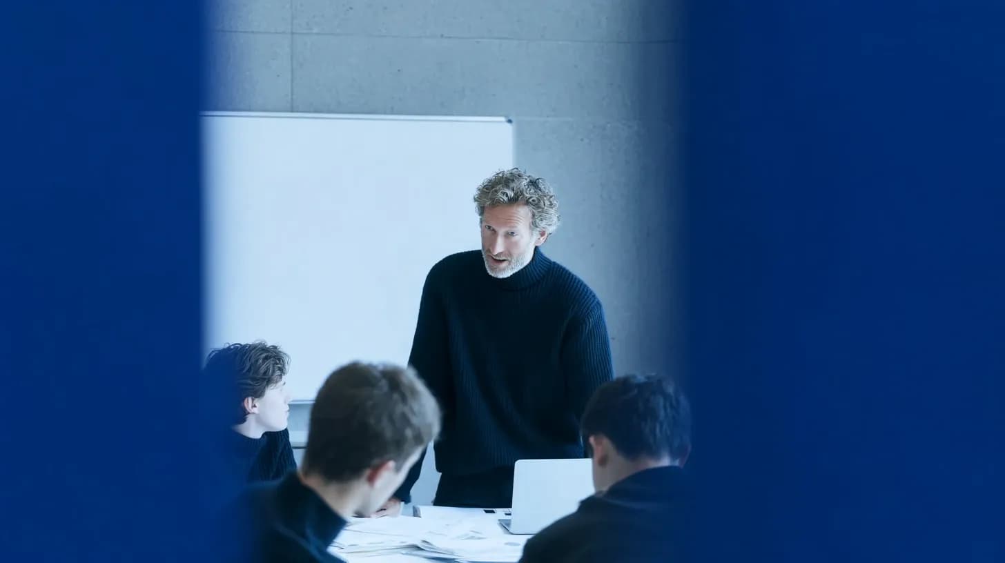 une personne demandant aux étudiants de s’asseoir